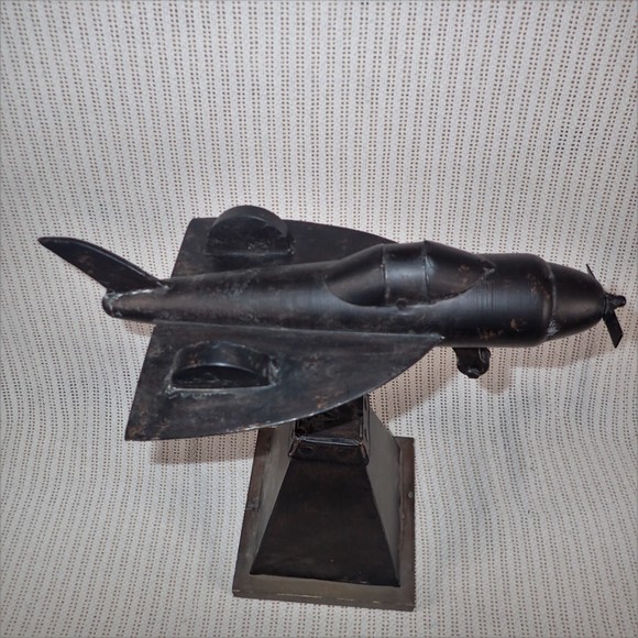 Vintage Folk Art Metal Airplane Model Decorative Sculpture - Picture 2 of 7